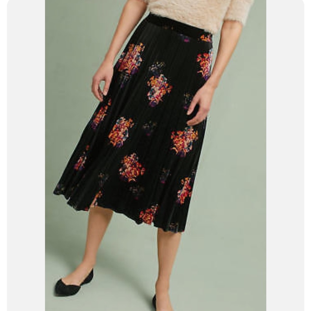 Anthropologie Pleated Floral Skirt by Maeve